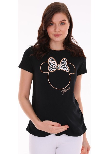 Hamile Karakter Bskılı Esnek Kumaş T-Shirt