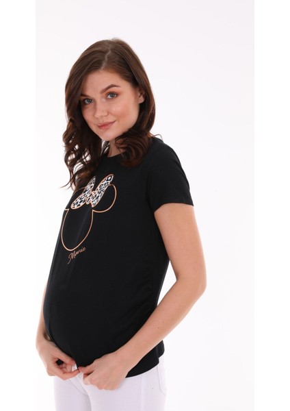 Hamile Karakter Bskılı Esnek Kumaş T-Shirt
