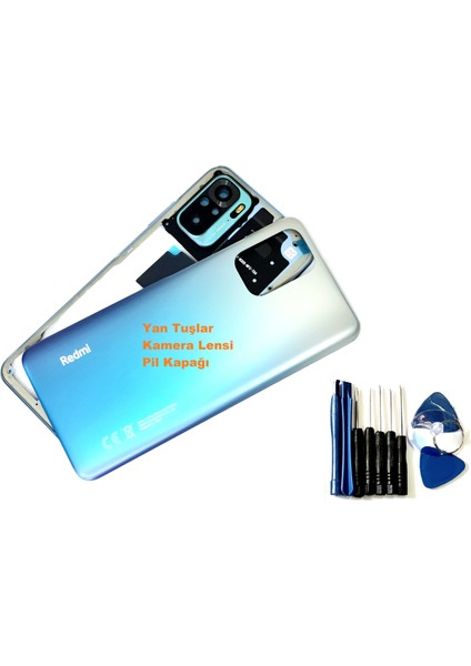 Xiaomi Redmi Note 10S (4g) Kasa Arka Pil Batarya Kapağı (Tamir Seti) Mavi