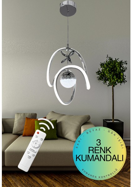 Kumandalı Datça Badem 3 Renkli LED Avize