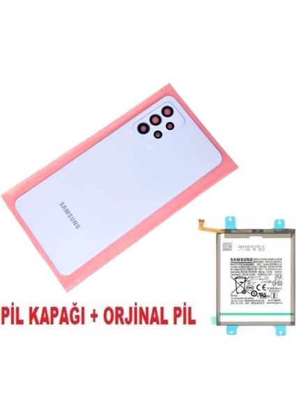 Samsung Galaxy A72 A725 Arka Pil Batarya Kapağı + Pil (Kamera Lensli) Mavi