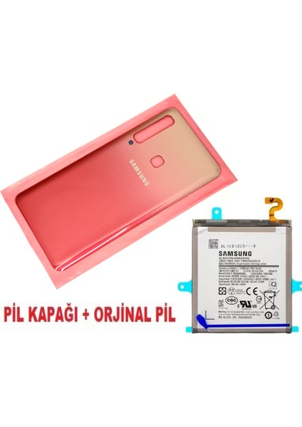Samsung Galaxy A9 A920 Arka Pil Batarya Kapağı + Pil (Cam) Kırmızı