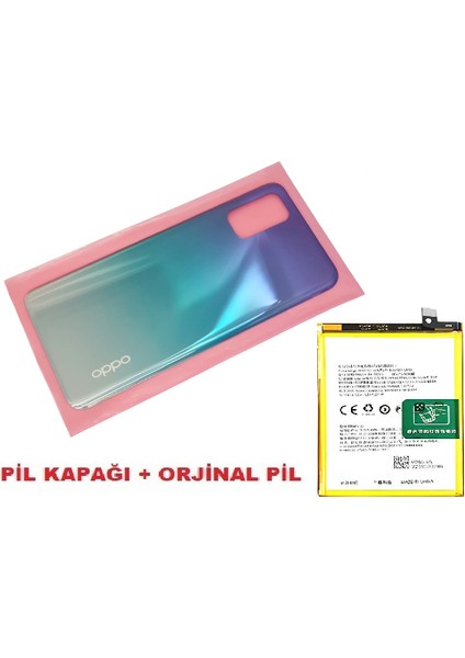 Oppo A72 Arka Pil Batarya Kapağı + Pil (Cam) Mavi