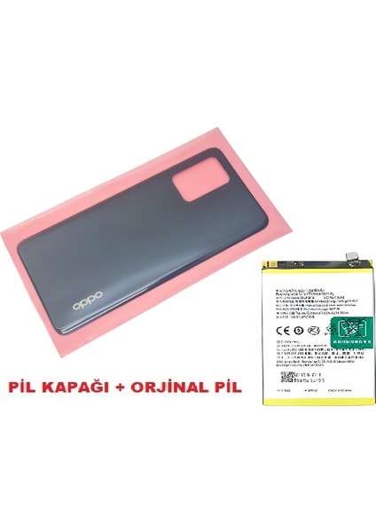 Oppo A74 Arka Pil Batarya Kapağı + Pil (Cam) Siyah