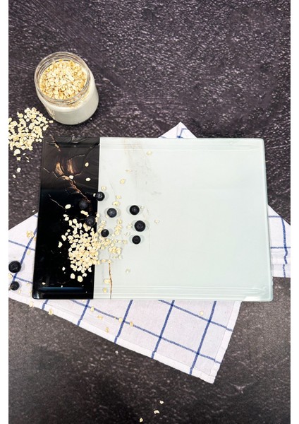 Kanallı cam kesme tahtası, 25x35cm, dayanıklı ve şık tasarım