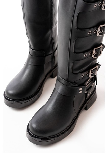02-346 Siyah Düz Topuklu Günlük Bayan Binici Çizme indirimleri