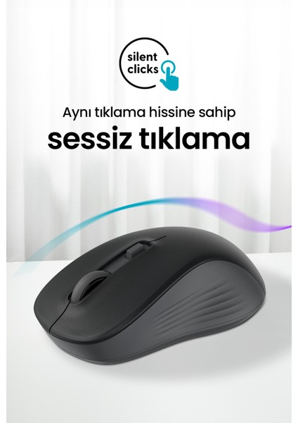 MX100 Sessiz Kablosuz Mouse 2.4ghz Wireless - Ayarlanabilir Mouse Hassasiyeti - Tak Çalıştır