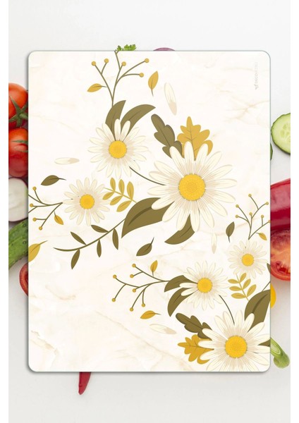 Cam kesme ve sunum tabağı, vintage papatyalar, 30x40 cm, şık ve kullanışlı tasarım fırsatları