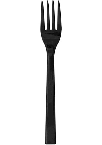 Plastik Siyah Çatal Bıçak Seti Takımı- 100 Ad. Çatal + 100 Adet Bıçak - 18 Cm.
