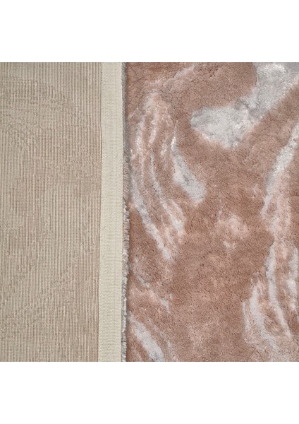 Pudra-Lilla Floş Desenli Inopoli Banyo Paspası Veya Banyo Halısı