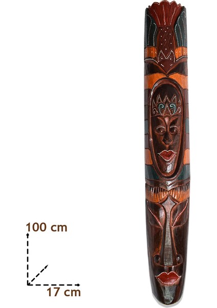 Ahşap Boyalı Mask Surat Maske Duvar Dekoru 100 Cm indirimleri