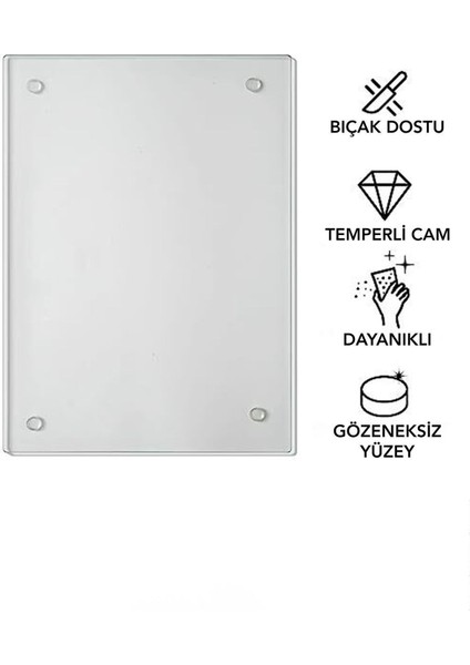Tekno Trust Ayçiçekleri Cam Kesme Tahtası, Silikon Ayaklı, Sunum Kesim Doğrama Tablası, Temperli ve Rodajlı