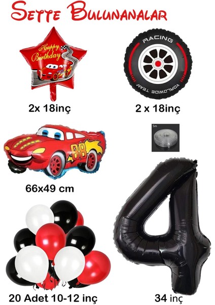 4 Yaş Arabalar Temalı Doğum Günü Parti Kutlama Balon Seti fiyatları