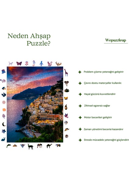 Amalfi Kıyıları Ahşap Puzzle Yetişkin Benzersiz Parçalı Yapboz Puzzle Yapıştırıcılı R1-05