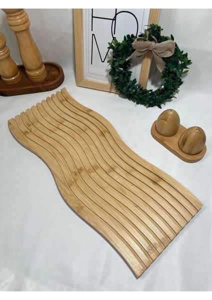 Bambu Dalgalı Sunum Tabağı ve Tahtası, 38x15 cm, şık ve doğal tasarım fiyatları