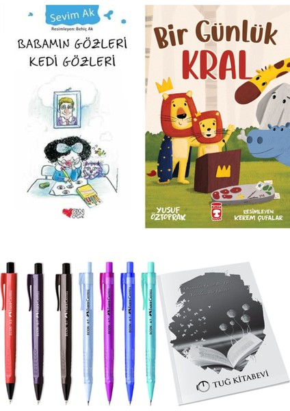 Bir Günlük Kral ve Babamın Gözleri Kedi Gözleri 2'li Set - Kalem