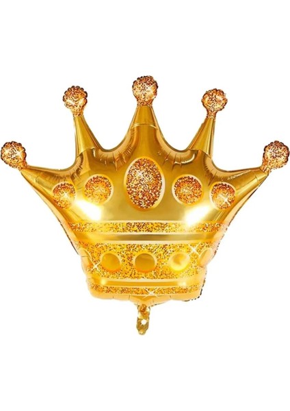 Sarı Kahverengi Balonlu Kral Taç Folyolu Konsept Yaş Rakamlı Doğum Günü Parti Süsleme Seti modelleri