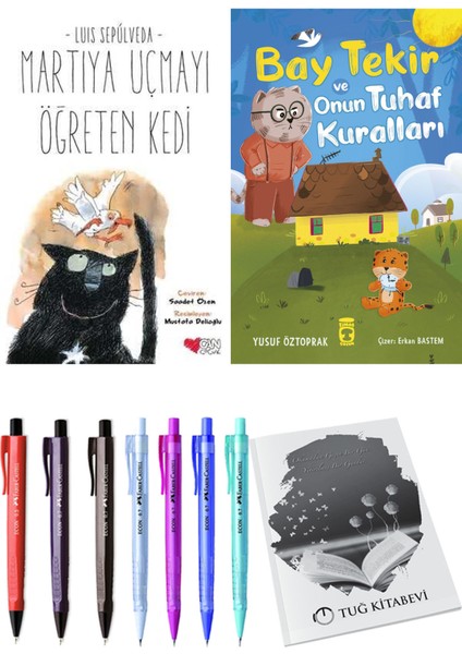 Bay Tekir ve Onun Tuhaf Kuralları ve Martıya Uçmayı Öğreten Kedi 2'li Set - Kalem