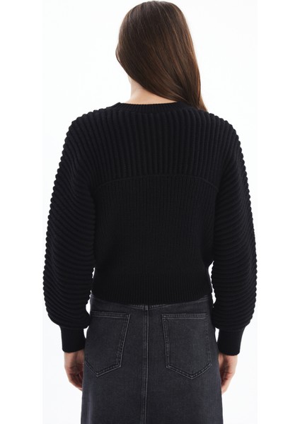 Nivelles - Örgü Detaylı Uzun Kollu Kazak - Siyah Renk fırsatları