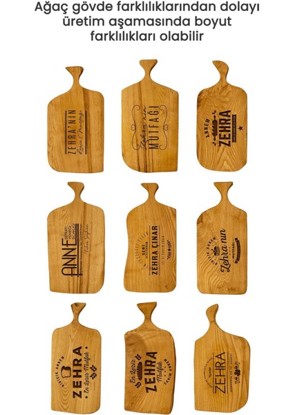 Kişiselleştirilebilir Ahşap Kestane Kesme Tahtası, 43x25 cm, Güne ve İsme Özel, Kahverengi fırsatları