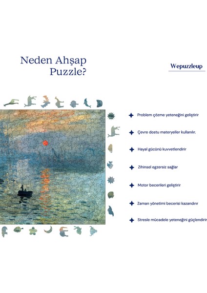 Claude Monet Izlenim:gün Doğumu Ahşap Puzzle Yetişkin Benzersiz Parçalı Yapboz Puzzle R1-14