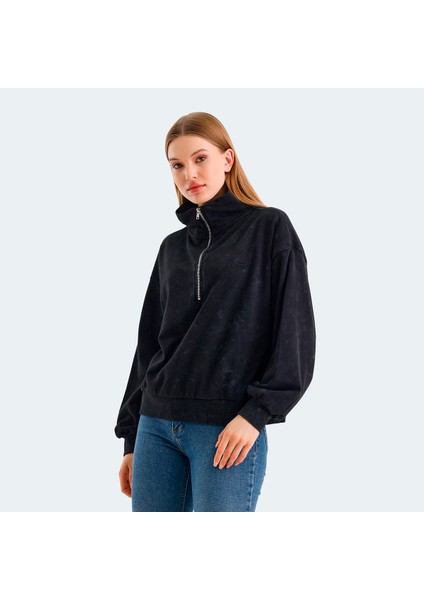 VIEWER Kadın Oversize Sweatshirt Siyah