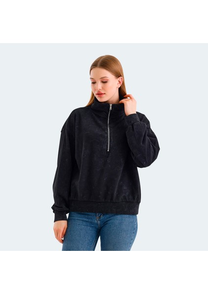 VIEWER Kadın Oversize Sweatshirt Siyah modelleri