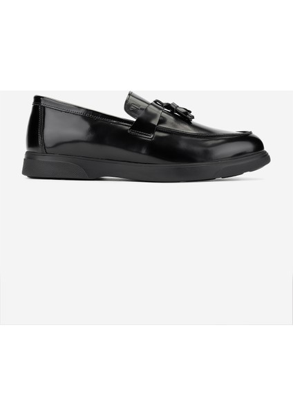 Erkek Hakiki Deri Siyah Açma Loafer Ayakkabı 698 1113-3 Erk Ayk Y24 Sıyah Acma