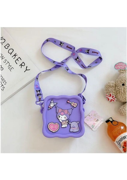 Kuromi Sanrio Yan Omuz Askılı Çocuk Silikon Kız Çanta Cüzdan Ayarlanabilir Askı Çıkabilir