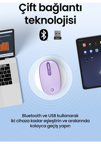 MX400 Prime Pro Sessiz Kablosuz Mouse Bluetooth ve 2.4ghz Wireless Bağlantı - Ayarlanabilir Dpı
