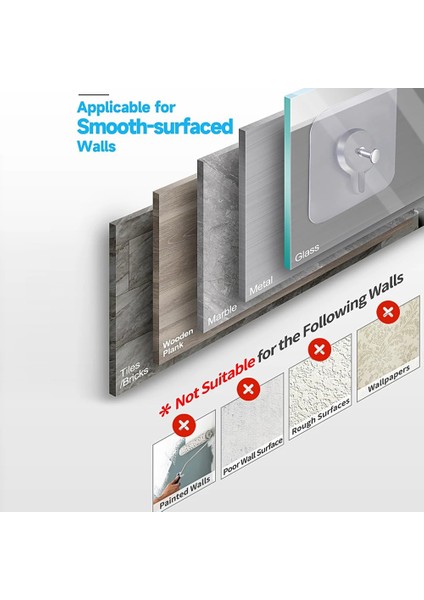 Ultra Güçlü Vantuzlu Askı - Şeffaf Kendinden Yapışkanlı Kanca 5'li