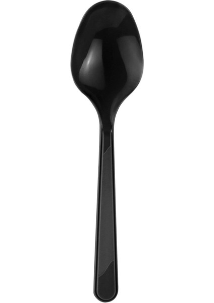 Plastik Siyah Çatal Kaşık Seti Takımı- 100 Ad. Çatal + 100 Adet Kaşık - 18 cm .
