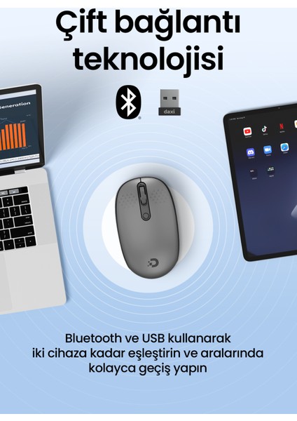 MX400 Prime Pro Sessiz Kablosuz Mouse Bluetooth ve 2.4ghz Wireless Bağlantı - Ayarlanabilir Dpı