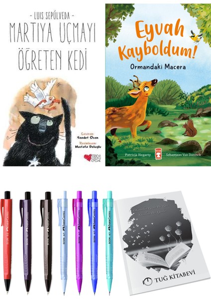 Eyvah Kayboldum! Ormandaki Macera ve Martıya Uçmayı Öğreten Kedi 2'li Set - Kalem