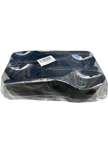 Plastik Siyah Kaşık - Parti Davet Piknik Çorba Yemek Kaşığı - 18 Cm. - 100'LÜ Paket