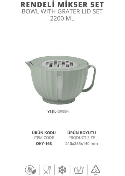 Tekno Trust Coliseum Yeşil Rendeli Mikser Set