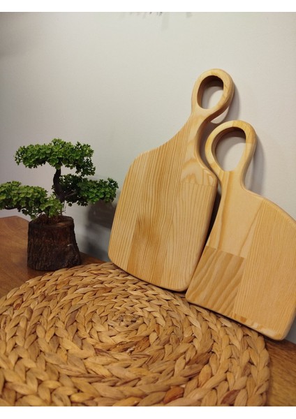 2'li Ahşap Kesme ve Doğrama Sunum Tahtası Seti, 34x27 cm, şık ve kullanışlı