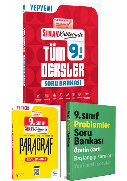 9. Sınıf Tüm Dersler Soru Bankası + Paragraf + Problemler Soru Bankası Seti