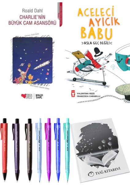 Aceleci Ayıcık Babu Asla Geç Değil ve Charlie'nin Büyük Cam Asansörü 2'li Set - Kalem