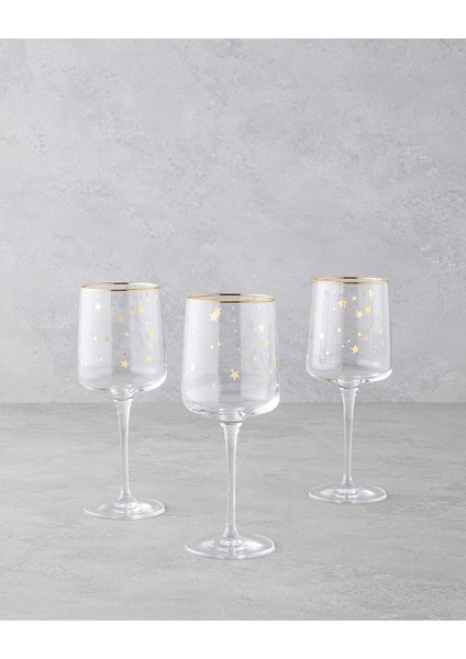 Talisman Star Cam 3'lü Kadeh 320 ml Şeffaf-Gold
