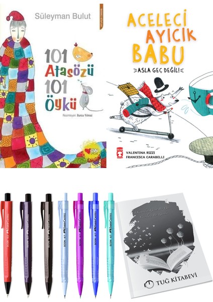 Aceleci Ayıcık Babu Asla Geç Değil ve 101 Atasözü 101 Öykü Süleyman Bulut 2'li Set - Kalem