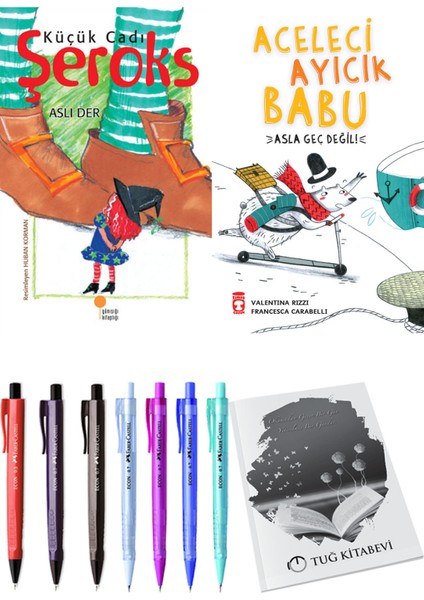 Aceleci Ayıcık Babu Asla Geç Değil ve Küçük Cadı Şeroks 2'li Set - Kalem