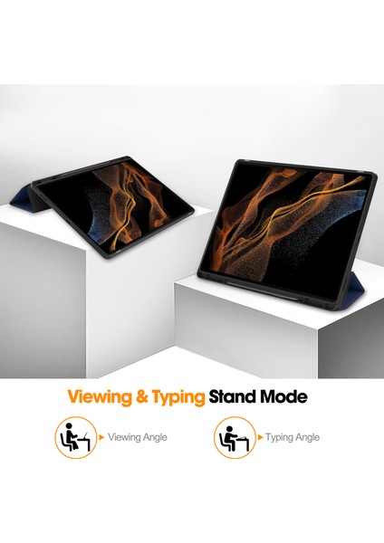 Samsung Galaxy Tab S10 Ultra Standlı Şok Emici Deri Kalem Yuvalı Tablet Kılıfı (Yurt Dışından)