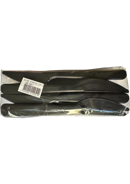 Siyah Plastik Bıçak - Parti Davet Piknik Yemek Bıçağı - 18 cm . - 100'LÜ 10 Paket