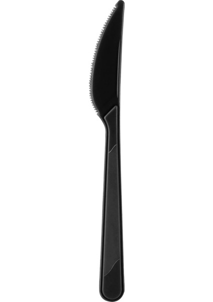 Siyah Plastik Bıçak - Parti Davet Piknik Yemek Bıçağı - 18 cm . - 100'LÜ 10 Paket