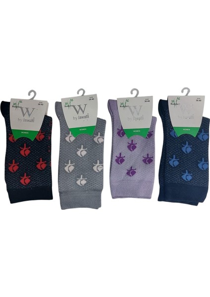 4'lü Dikişsiz Desenli Bambu Kadın Çorap