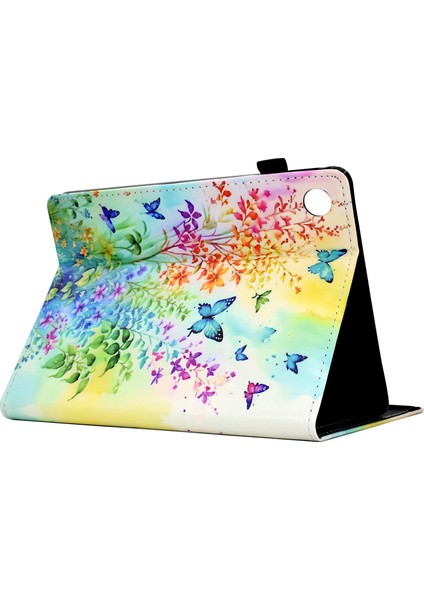 Samsung Galaxy Tab A9 + Desen Baskı Darbeye Dayanıklı Deri Kart Tutucu Standı Çiçekler ve Ler Tablet Kılıfı (Yurt Dışından)