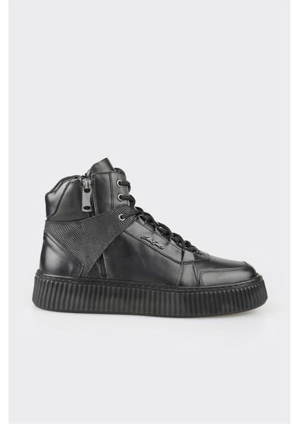 Siyah Deri Erkek Spor Bot