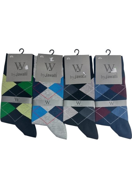 4'lü Ekose Dikişsiz Pamuk Erkek Çorap