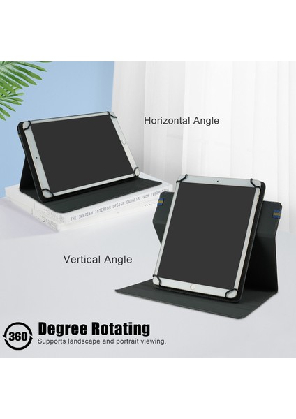 Evrensel 9 11 Inç Pu Deri+Kumaş 360 Derece Dönebilen Folyo Stand Koruyucu Tablet Kılıfı (Yurt Dışından)